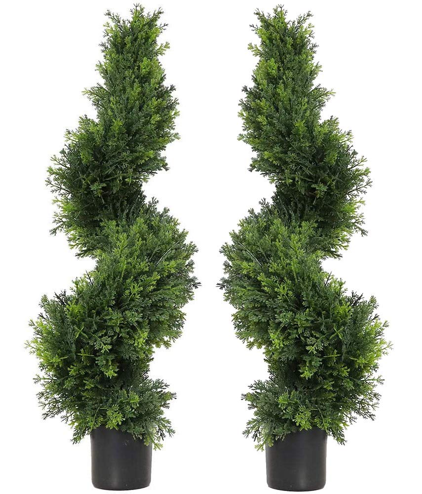 Buy momo 35 Inch/2.95ft Artificial Topiary Spiral Cypress Trees Boxwood Topiary Artificial