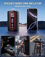 Vista 5 de Mini bomba eléctrica para bicicleta, 4 veces más rápida, bomba de neumáticos de bicicleta de 160 PSI con parada automática de calibre, bomba