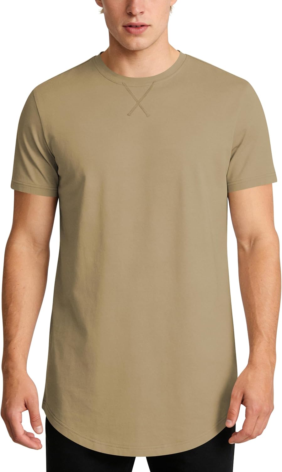 Idtswch Mens Tall T Shirts Lightweight Cotton Longline Short Sleeve T-Shirt Tee