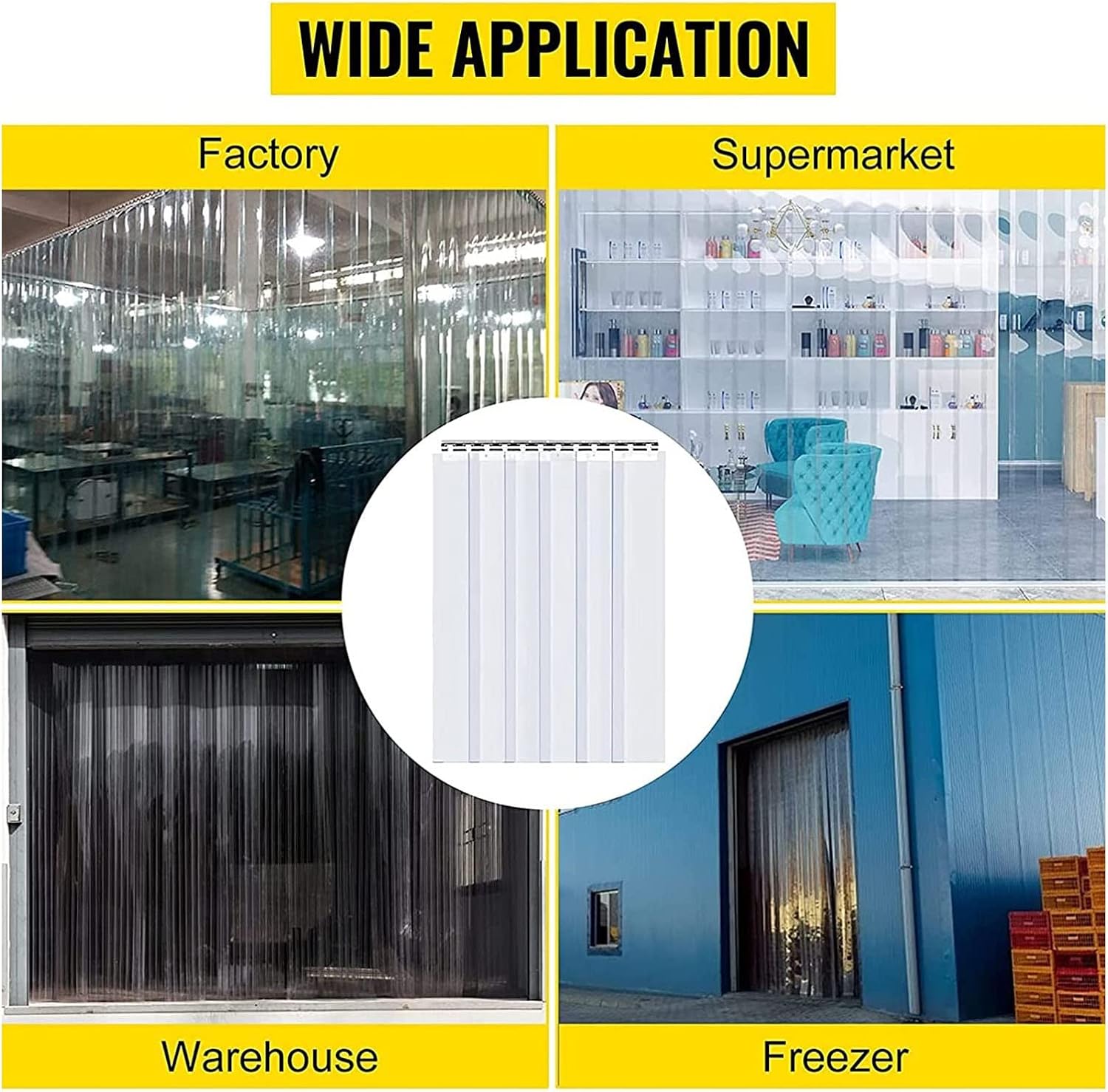 PVC Strip Door Curtain - Clear Waterproof Vinyl Blinds, Industrial PVC Vertical Blinds for Coolers, Cuttable Plastic Strip Curtain, Smooth Plastic Slat Curtain for Shops