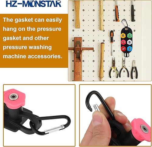 Miniatura 7 de Puntas de lavado a presión, 7 puntas de boquilla de lavadora a presión con soporte para boquilla, conexión rápida de 14 de pulgada de acero