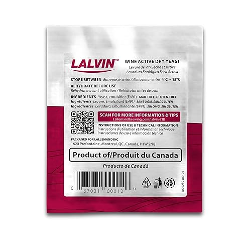 Miniatura 3 de Lalvin EC-1118 Levadura de vino (paquete de 20) - Levadura de champán - Hacer Mead de sidra de vino Kombucha en casa - 0.18 oz Sachets -