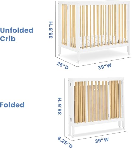 Miniatura 5 de Delta Children Mia - Mini cuna plegable portátil con colchón de 1.5 pulgadas, certificado Greenguard Gold, blanco biancanatural