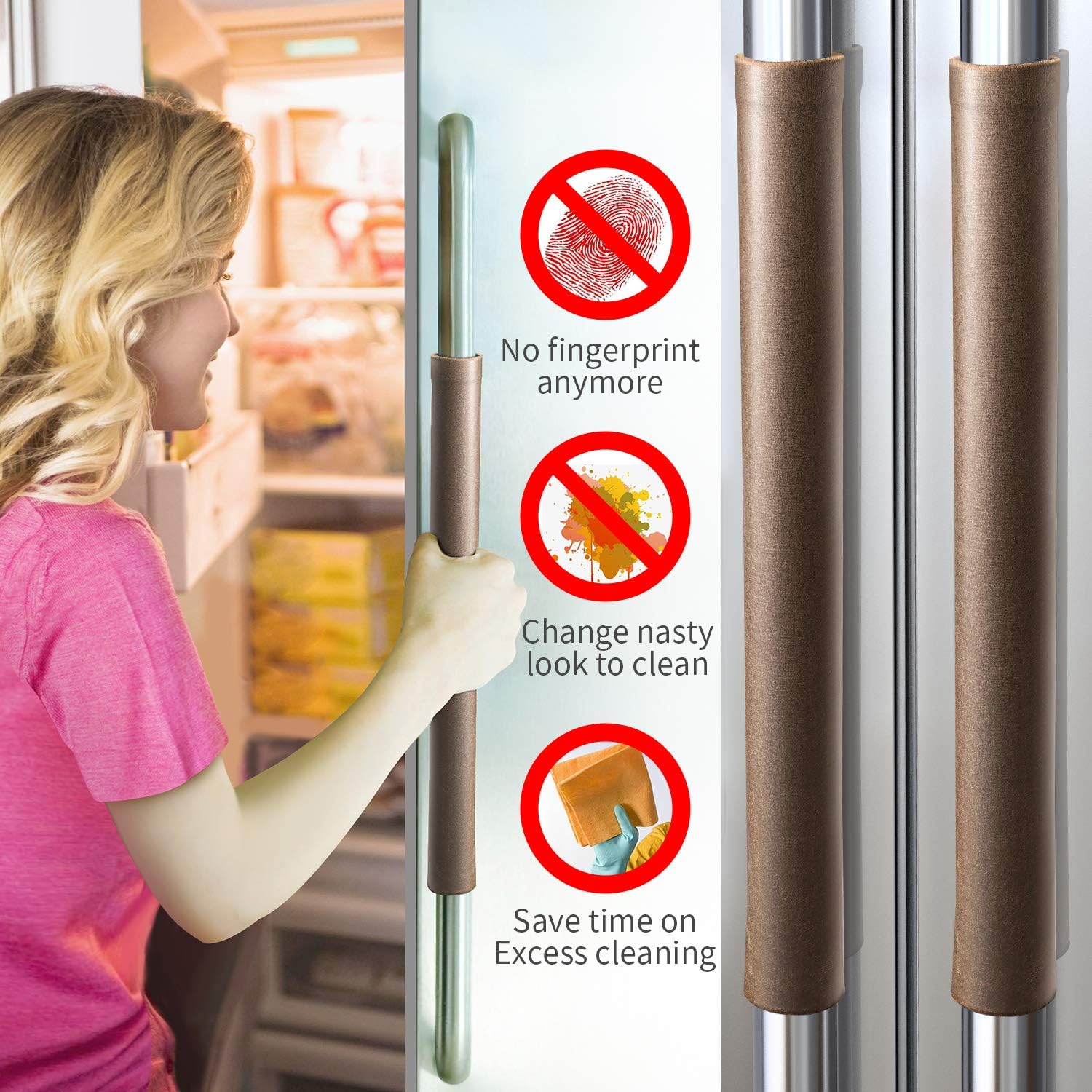 MingXJD 4PCS Refrigerator Door Handle Cover,Keep Kitchen Appliances Clean,Drips,Smudges, Fingerprints and Dust Covers,Suitable for Fridge,Microwave,Dishwasher,Oven (4PCS, Coffee)