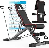 Amazon product image of Adjustable Weight Bench, Exercise Workout Bench for Full Body Workout- Multi-Purpose Foldable Bench, Folding Dumbbells Bench with Resistance Band Set