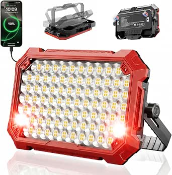 LED Portable Work Light with 13000mAh Rechargeable Battery and Magnetic Base