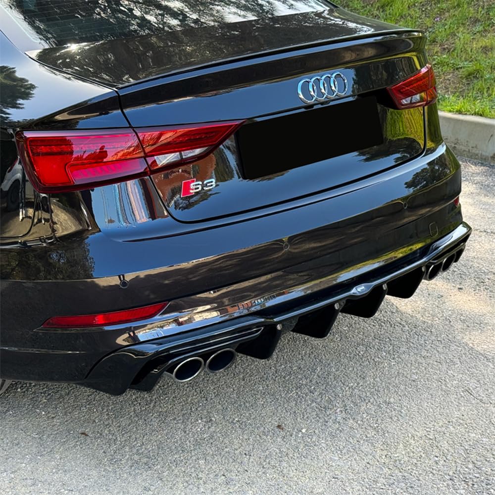 Jupes Latérales Arrière (spoilers) Pour Audi S3 8V Sportback 2013-2016 - Noir Brillant, Plastique ABS | Accessoire Carrosserie Style Sport
