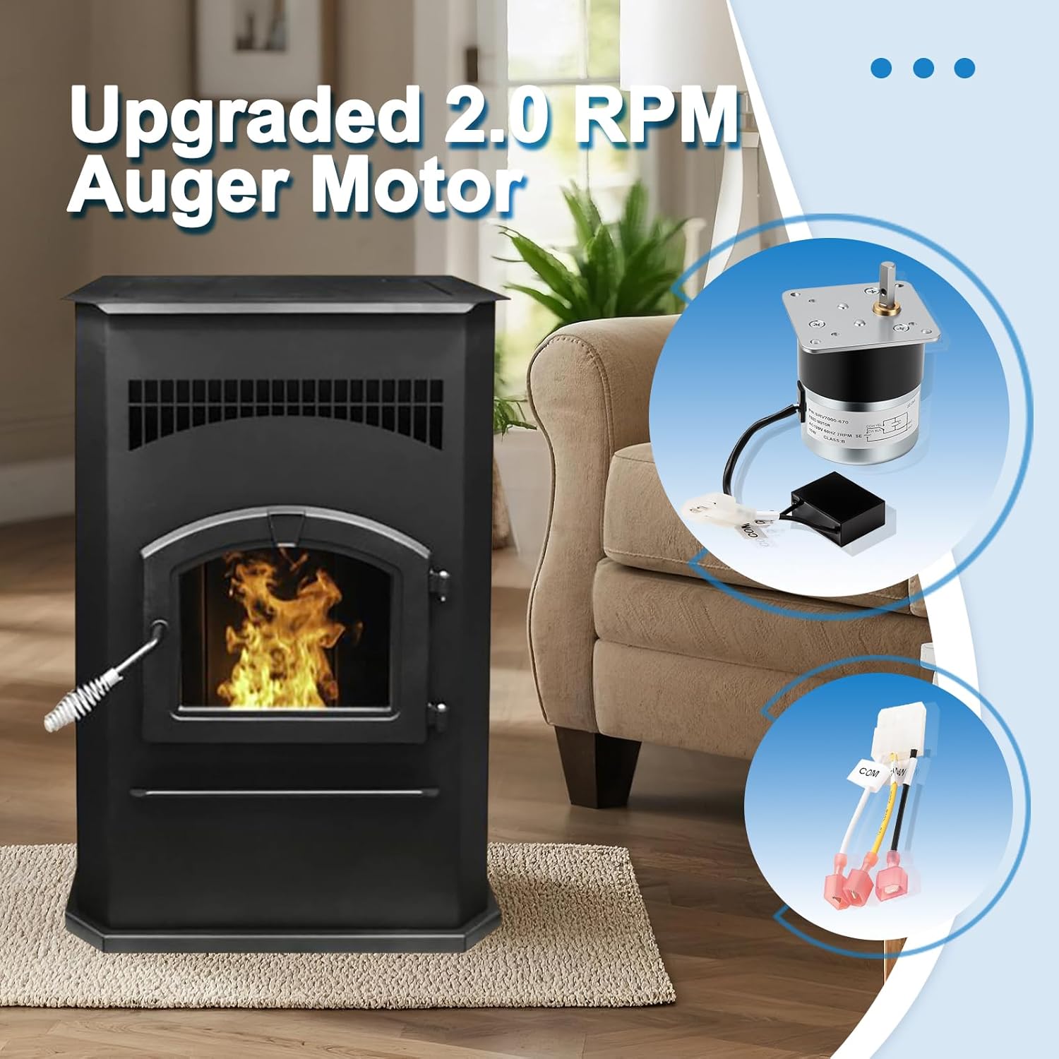 SRV7000-670 Auger Feed Motor for Pelpro PP130 PP60 PP70 PP130B PP150 PPC90 TSC90, 2RPM Auger Motor Replacement for Pleasant Hearth PH50CABPS PH35PS PH50PS Pellet Stoves