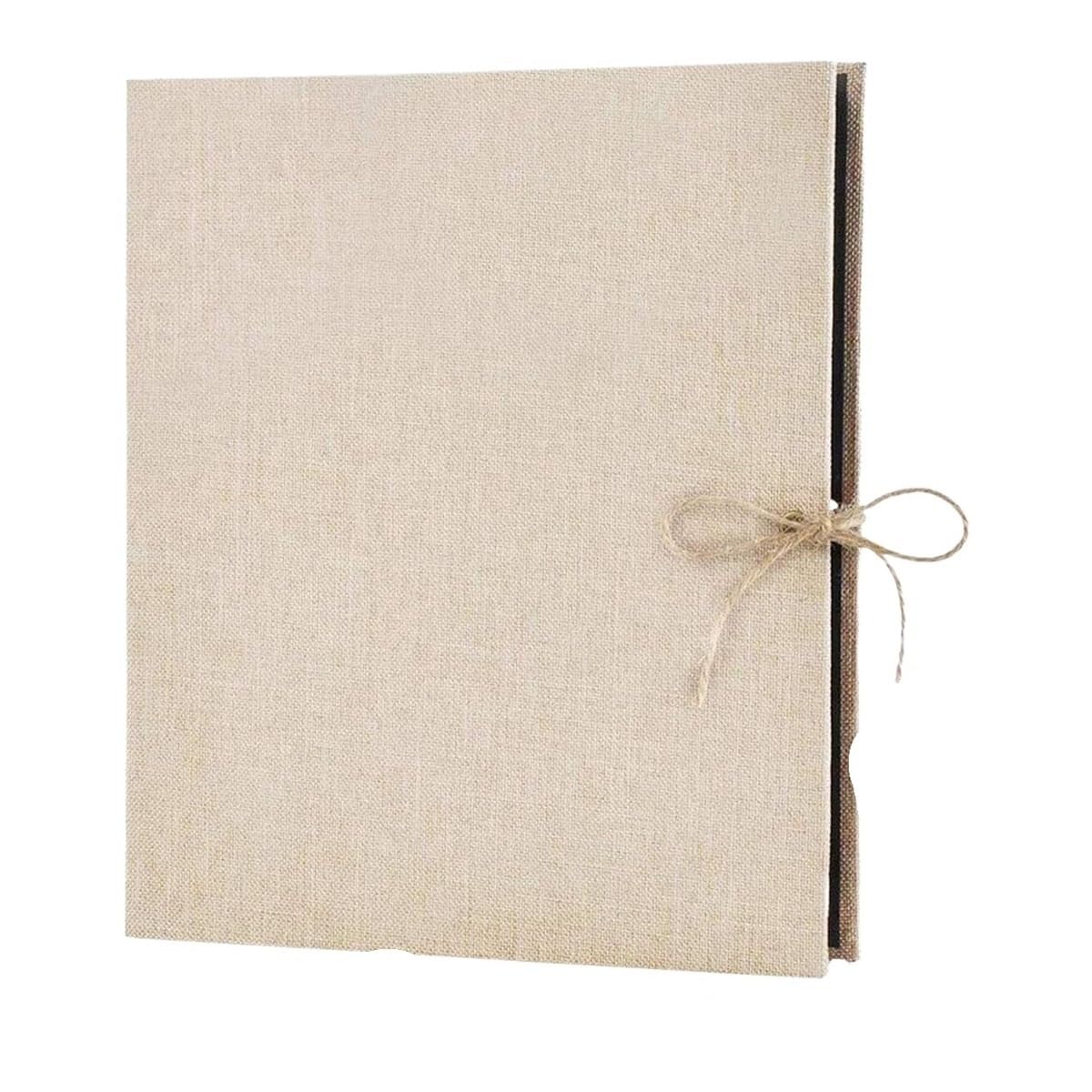 1 Scrapbook Album With Pages To Add -30 Black Inner, Linen Cover(Beige)
