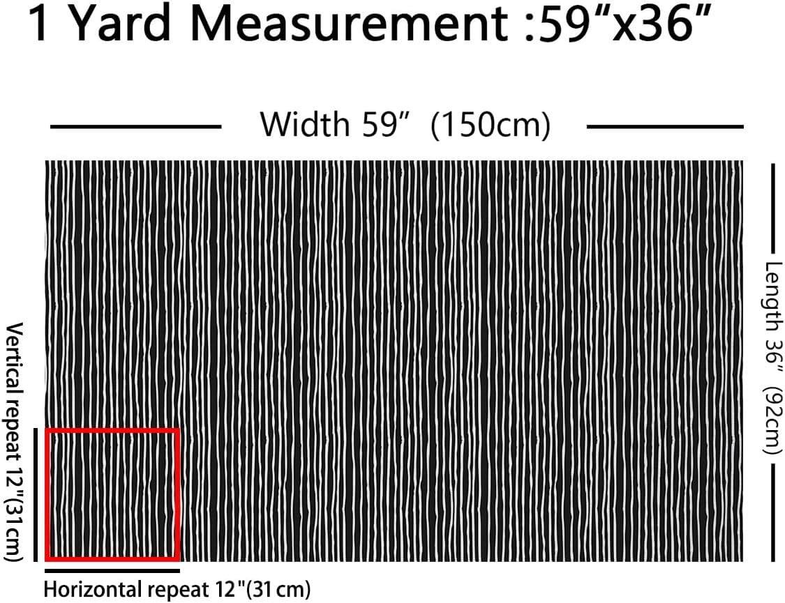 Erosebridal Black White Stripe Fabric by The Yard Abstract Stripes Waterproof Outdoor Fabric for Kids Teens DIY Striped Print for Quilting Sewing Upholstery Decor 3 Yards