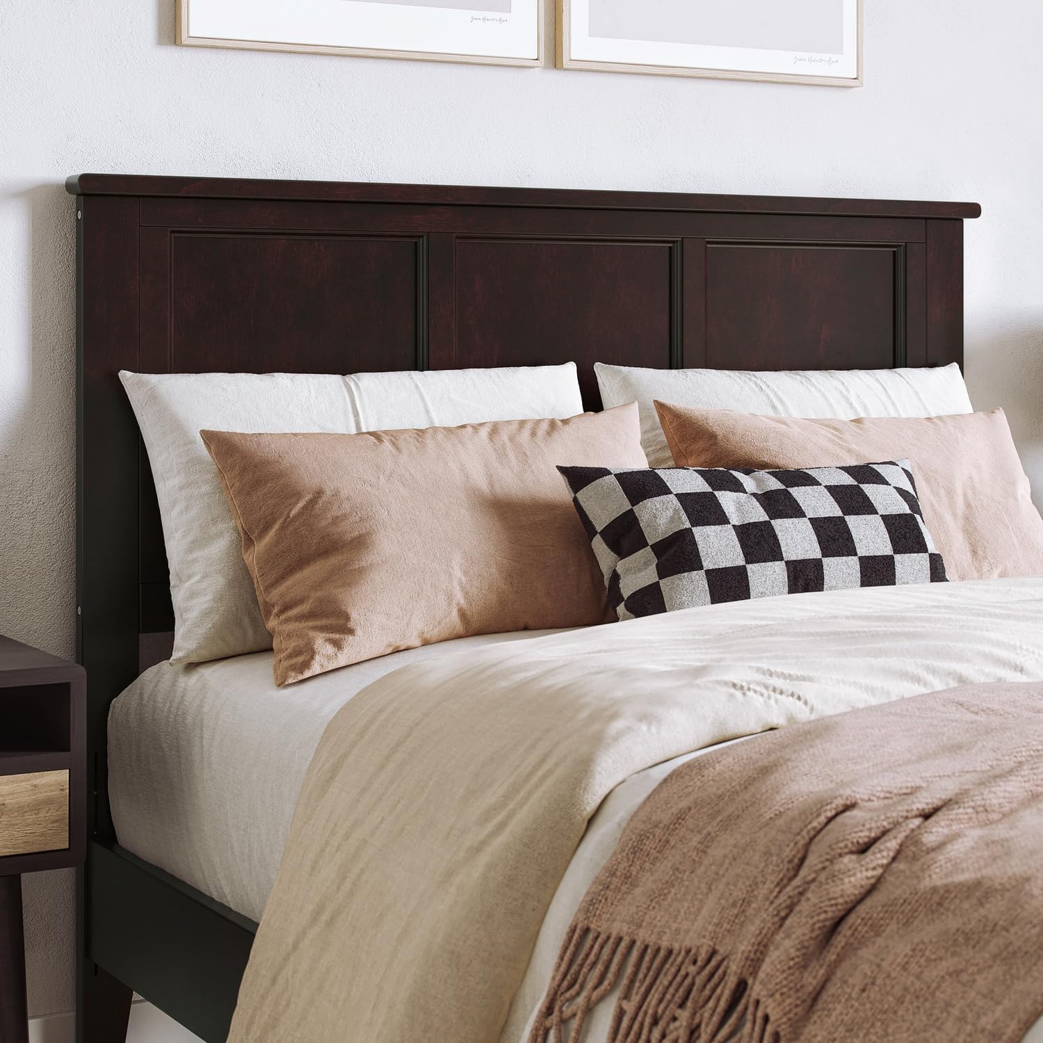 HomeStock Artisanal Abode Solid Wood Low Profile Platform Bed with Matching Footboard, Durable Solid Wood Platform Bed for Bedrooms Full/Espresso