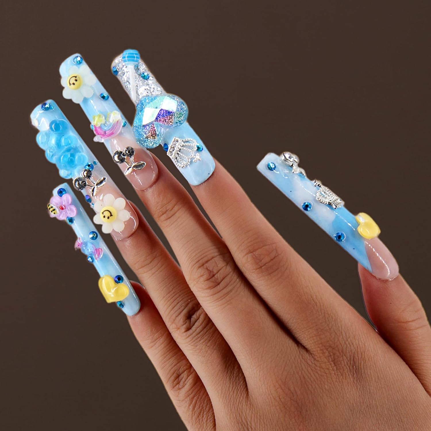 TENACIOUS & LOUCIA Handmade Press on Nails Long, Hand Made Nails Short,Fake Nails,Nails Press on,French tip Press on Nails,Press on,False Nails,Press on Nail kit LH53 S