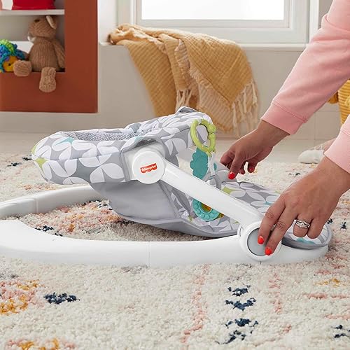 Miniatura 4 de Fisher-Price Silla de bebé portátil Sit-Me-Up Asiento de piso con juguetes de desarrollo y almohadilla de asiento lavable a máquina, explosiones