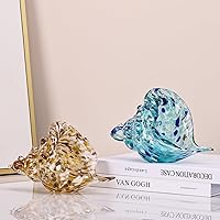 Vista 6 de LCCCK Figuras de Arte de Cristal de Mar Sopladas a Mano, Escultura de Caracola, Decoración de Cristal de Mar Aqua, Estatua Creativa de Caracola