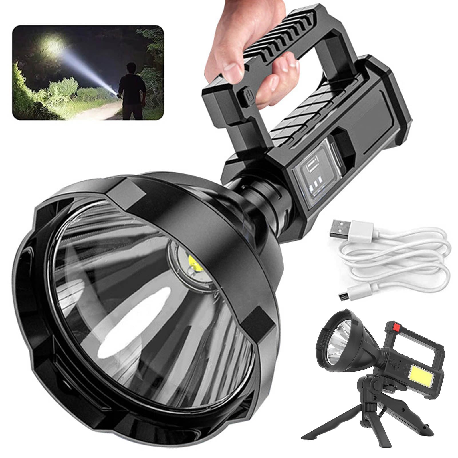 Projecteur USB P70 Premium, Lampe de Poche d'extérieur, Lanterne ABS 1200Mah, Torche, Support d'urgence pour éclairage Optimal