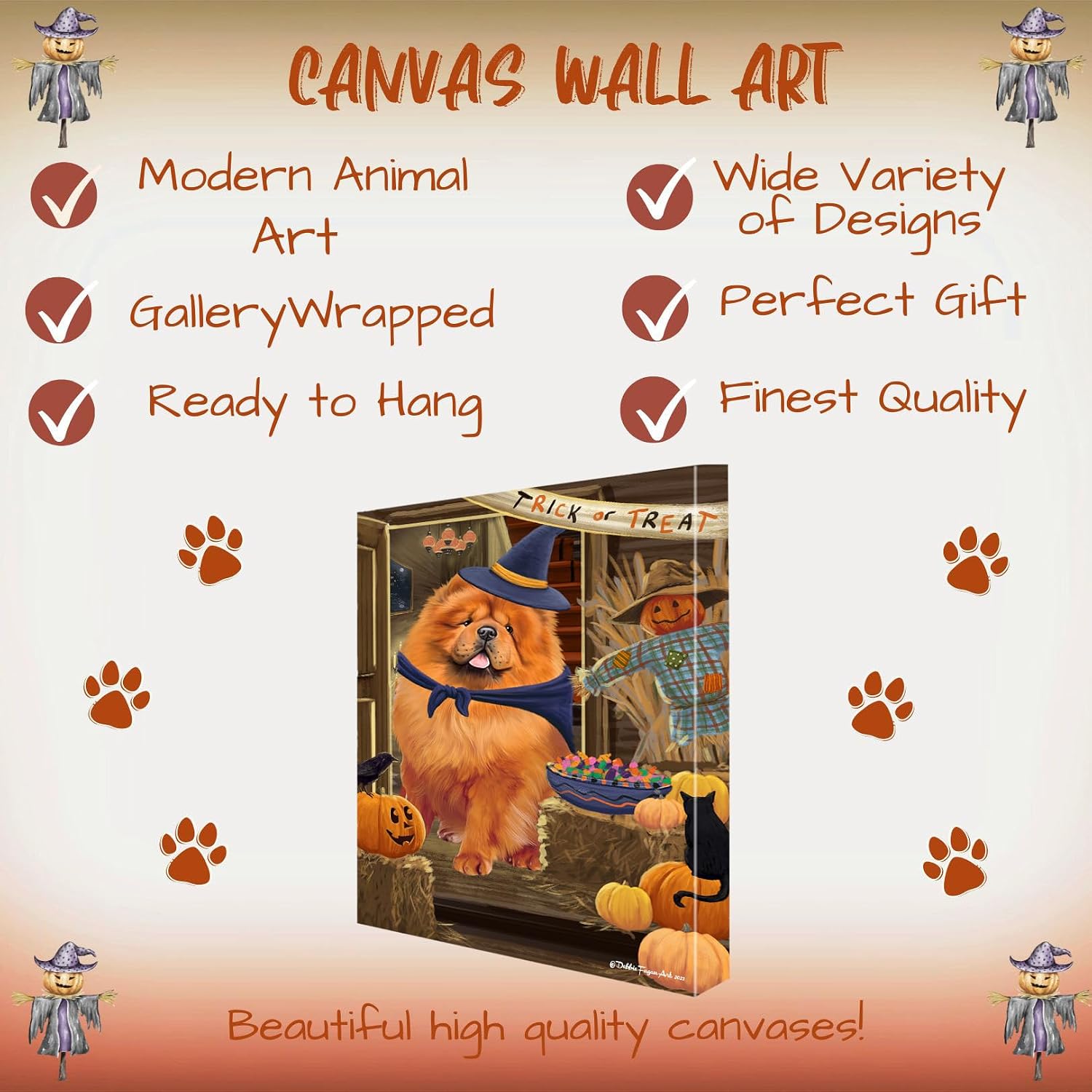 Doggie of the Day Enter at Risk with Chow Chow Dogs Canvas Wall Art - Premium Quality Ready to Hang Room Decor - 1.5" Thick Canvas Wrap 16" x 20"