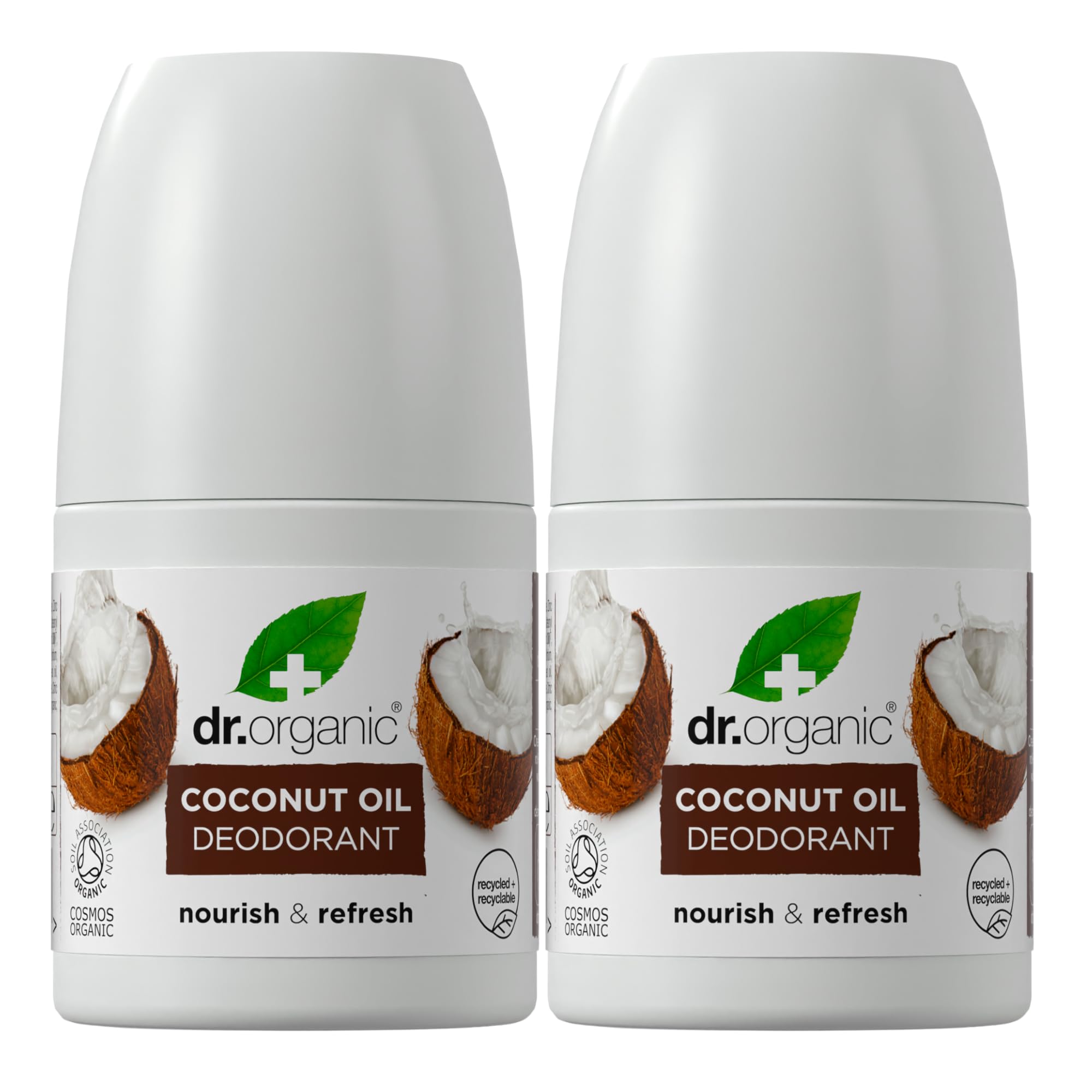 Dr Organic - Coconut Oil Deodorant - Aluminium Free - Soothing, Nourishing & Hydrating - Vegan, Cruelty, Paraben & SLS Free - 50ml - 2 Pack