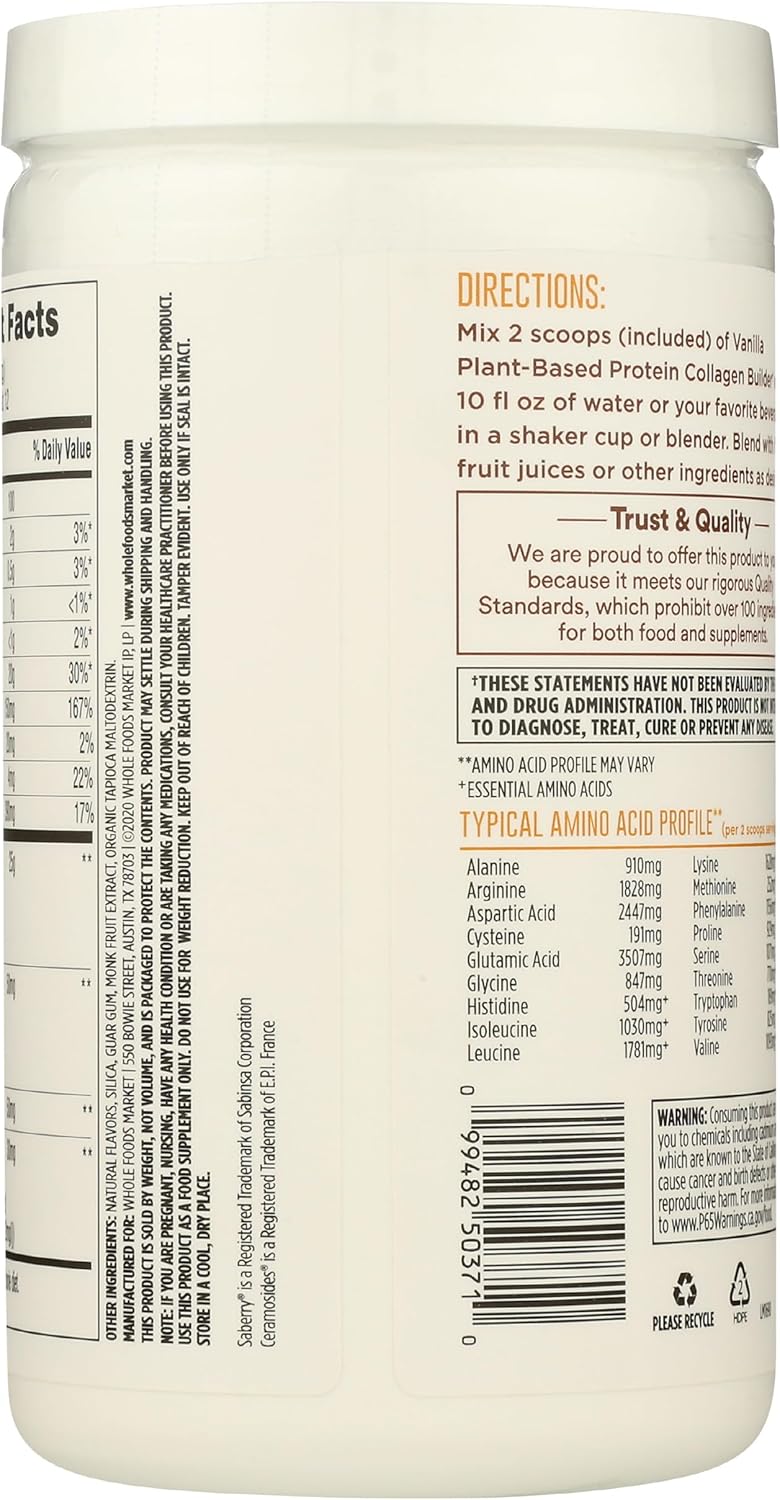 Whole Foods Market, Protein Plant Based Collagen Builder Vanilla CA On, 11.6 Ounce