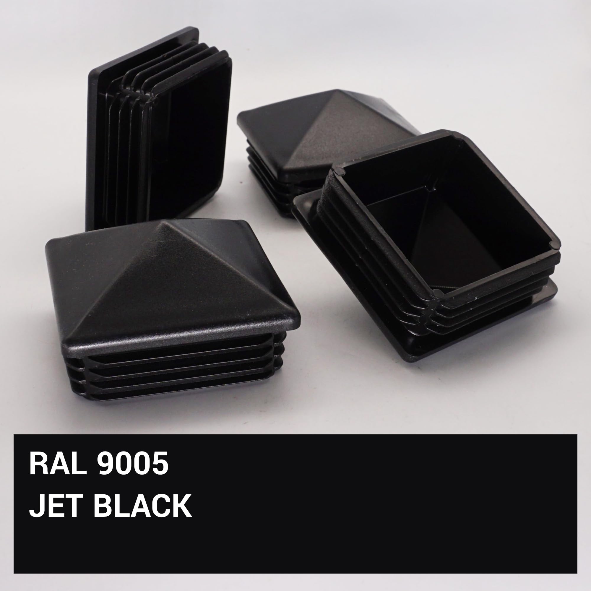 SKIR'CO (2 pcs) Square Plastic Plugs 80 x 80 mm, Tube End Caps, Fence Post Plugs, Square Tube Inserts, Black RAL 9005 - Image 3