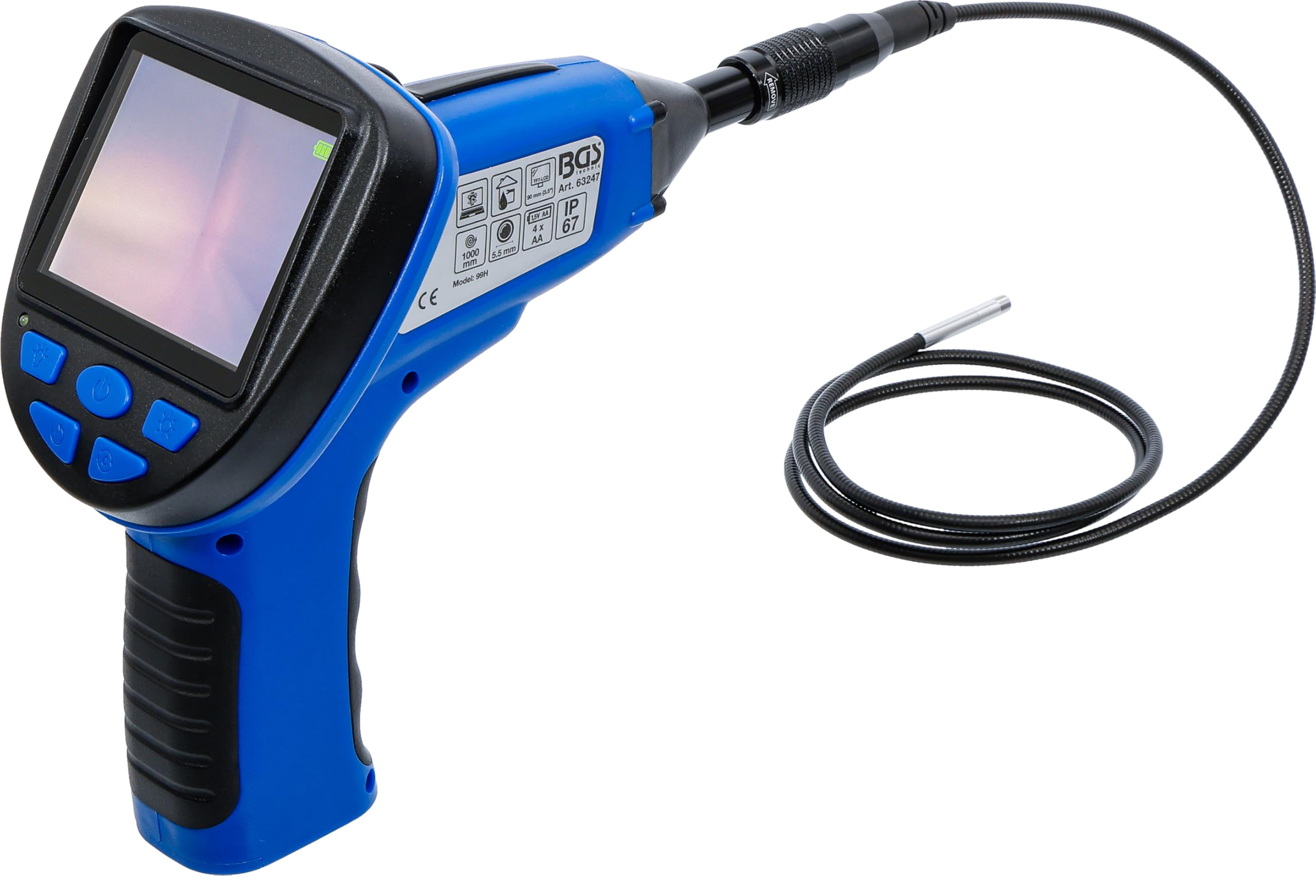 BGS 63247 | Endoskop-Farbkamera mit LCD-Monitor | 90 mm (3.5") TFT-LCD