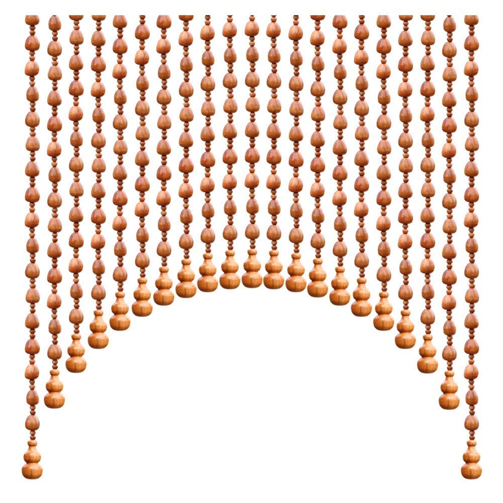 Rideau de perles bois de noyer 120x90 pour séparation pièce et porte placard rétro