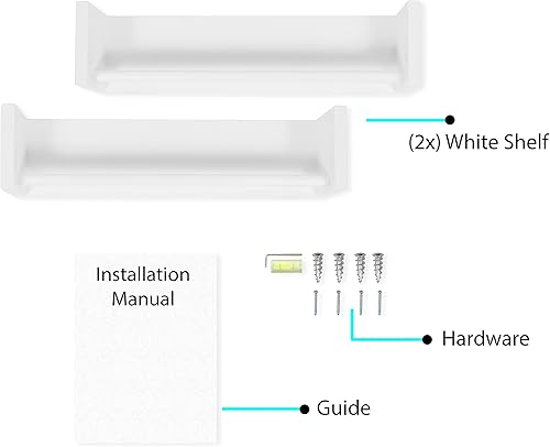 Miniatura 6 de Wallniture Utah - Juego de 2 estantes flotantes de madera para habitación de bebé color blanco