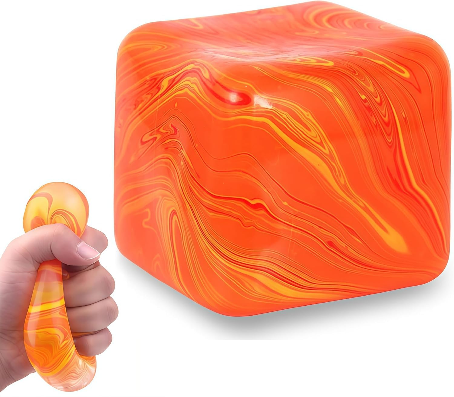 Large Squishy Cube, Large Fidget Toys Squishy Stress Cube, Stress Cube, Giant Ice Cube Sensory Ball, Relief Toys, Autism Fidget, Classroom Prize, Stress Balls for Adults & Kids (Orange)-picture-12