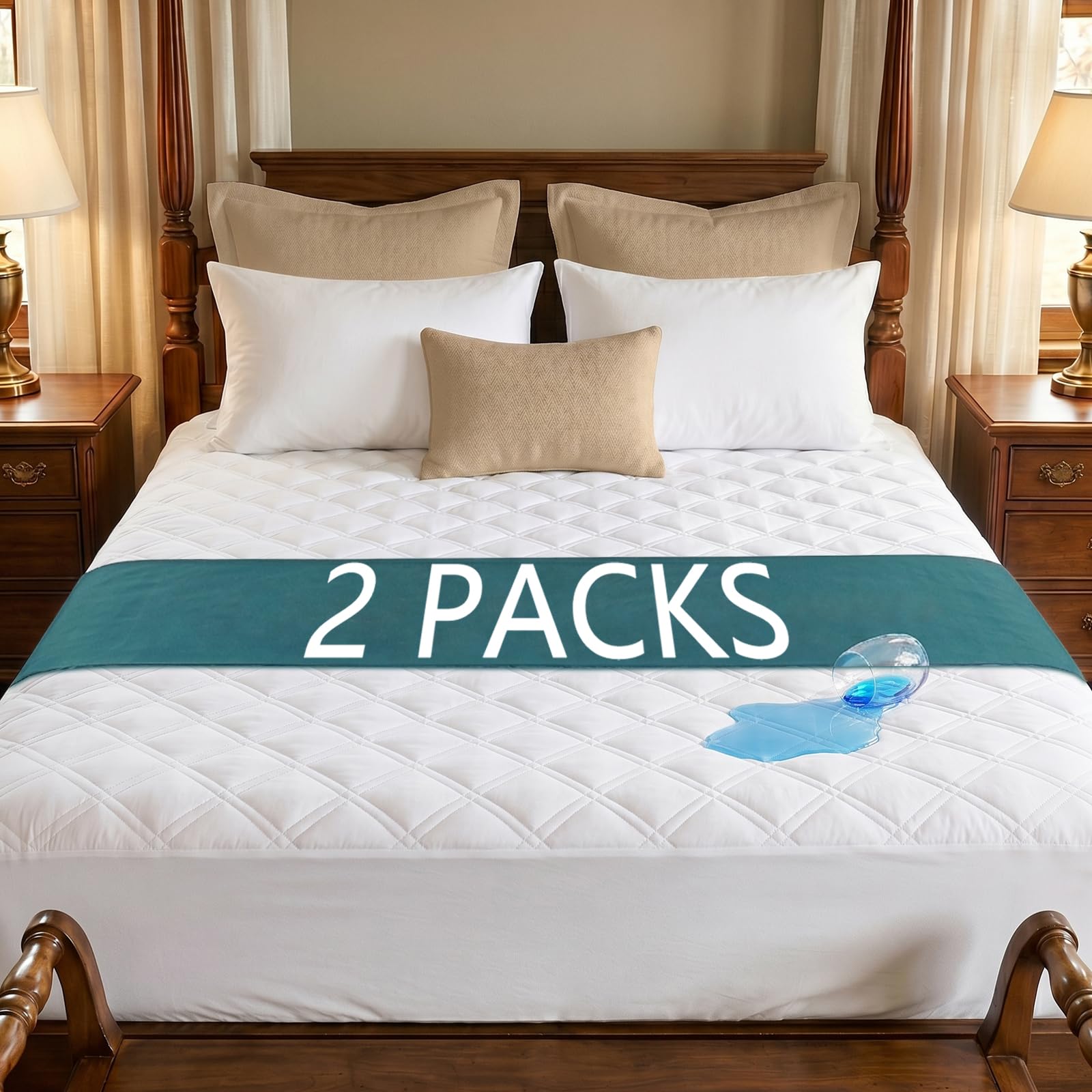 MEELUS 2-Pack Waterproof Mattress Protector Queen