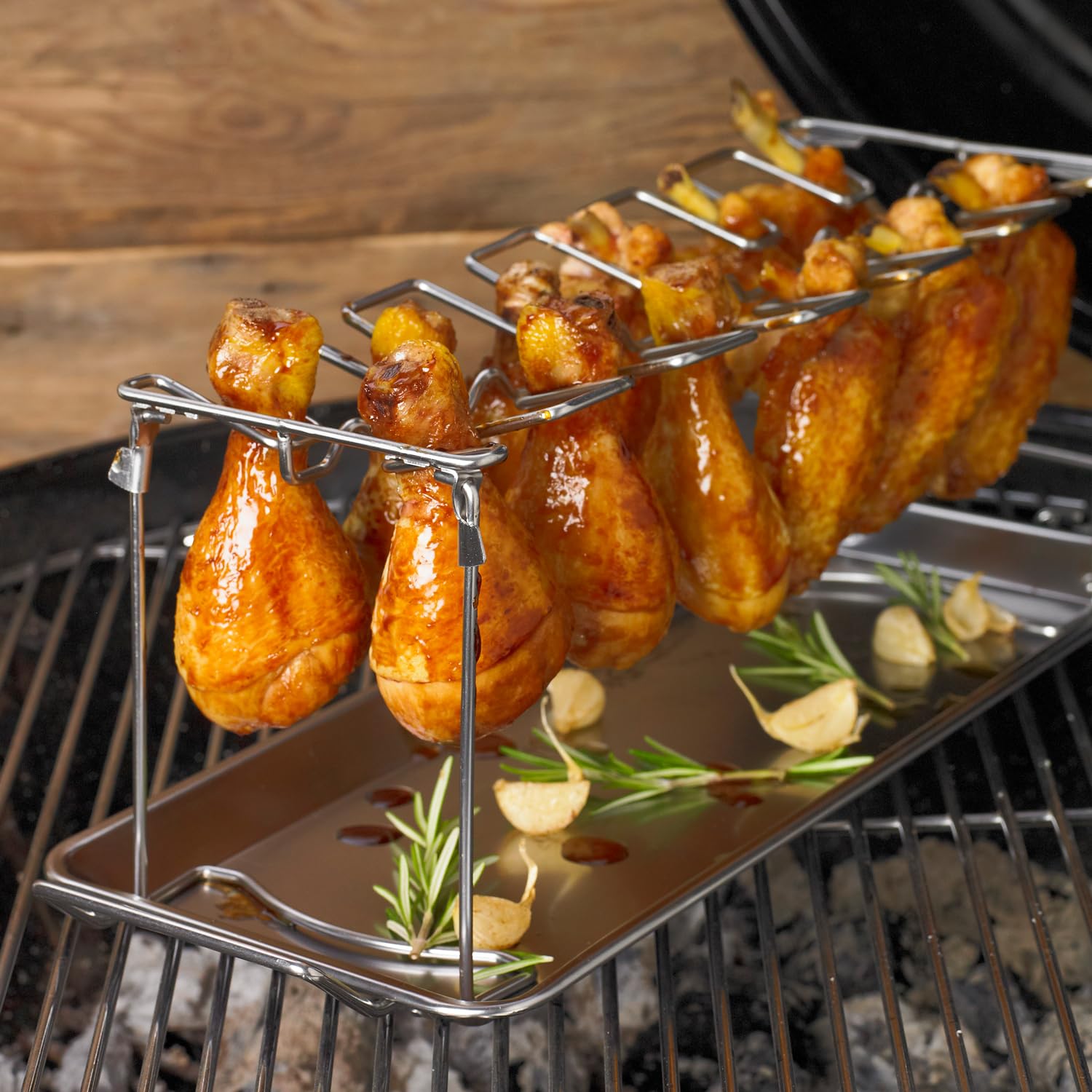 RÖSLE Soporte para pollos para preparar alas y muslos, 12 presas, acero inoxidable 18/0