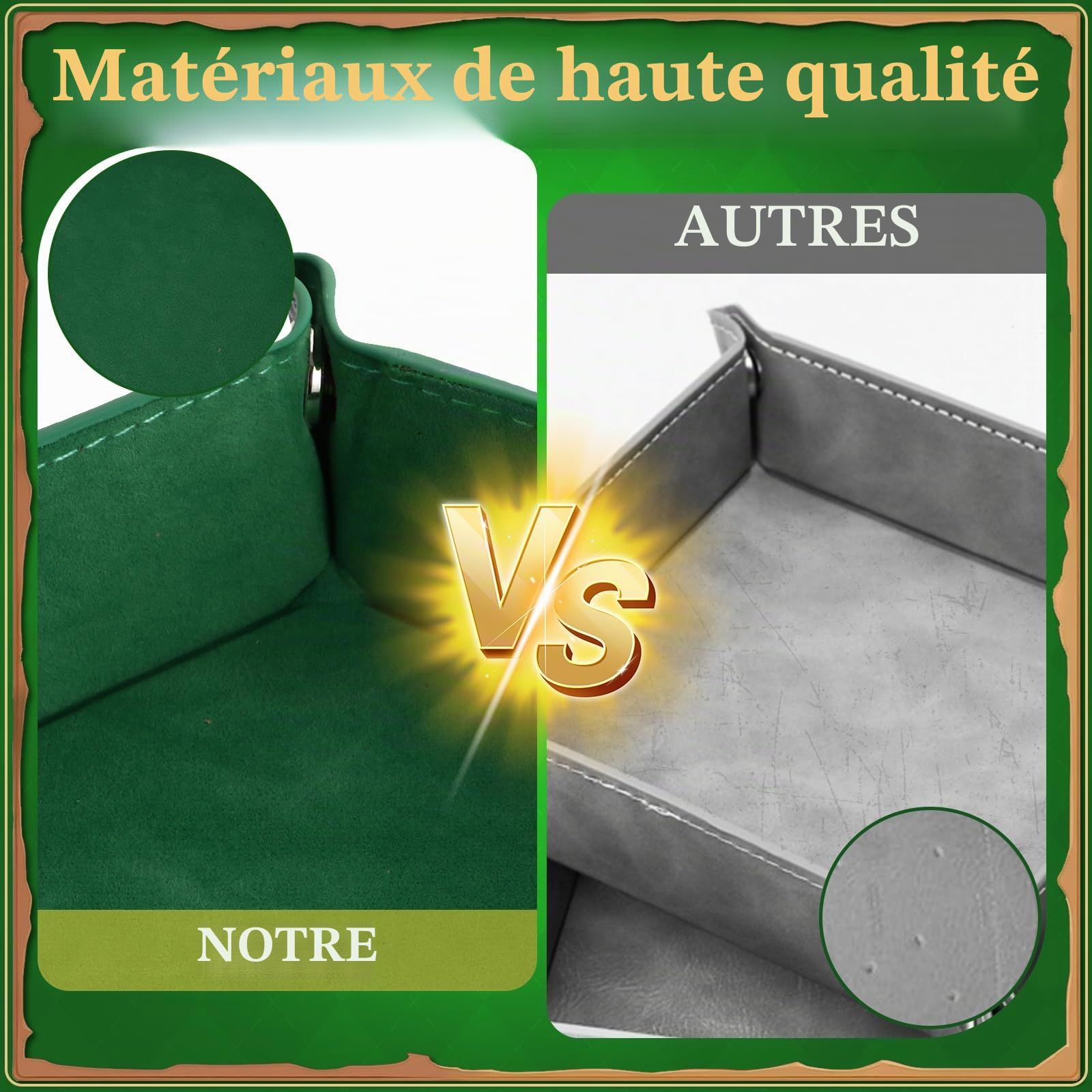 Lot de 6 Plateaux à Dés Double Face Hexagonaux, 6 Couleurs, Pliable, En Cuir, Pour Donjons, Jeux de Dés et Autres Jeux de Table