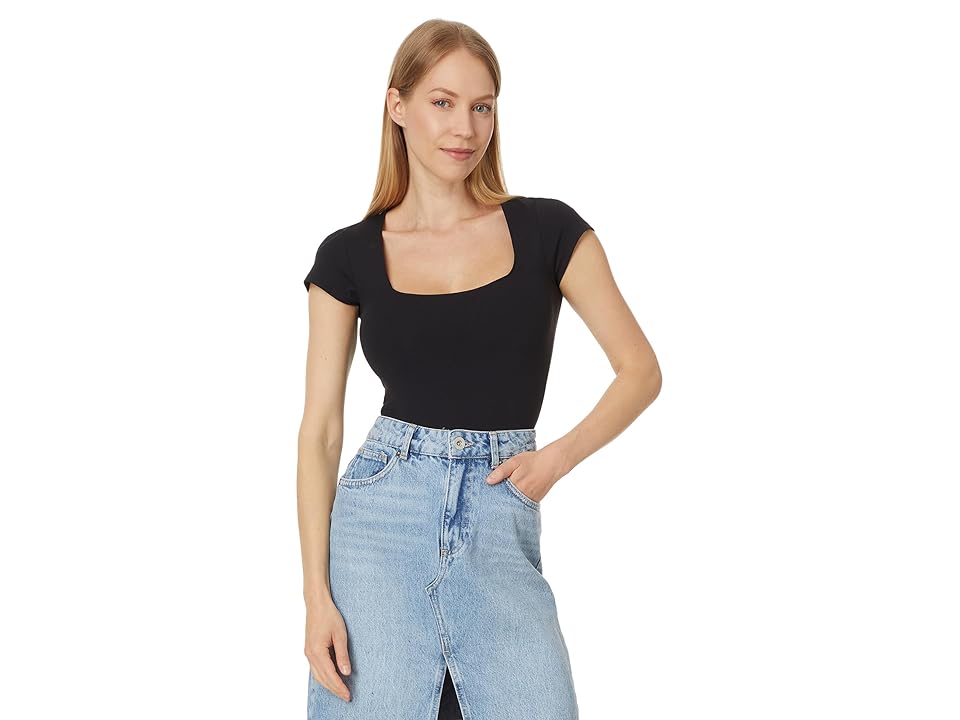 Free People Square Eyes Bodysuit (Black) Women's Jumpsuit & Rompers One Piece INTERNATIONAL SHIPPING