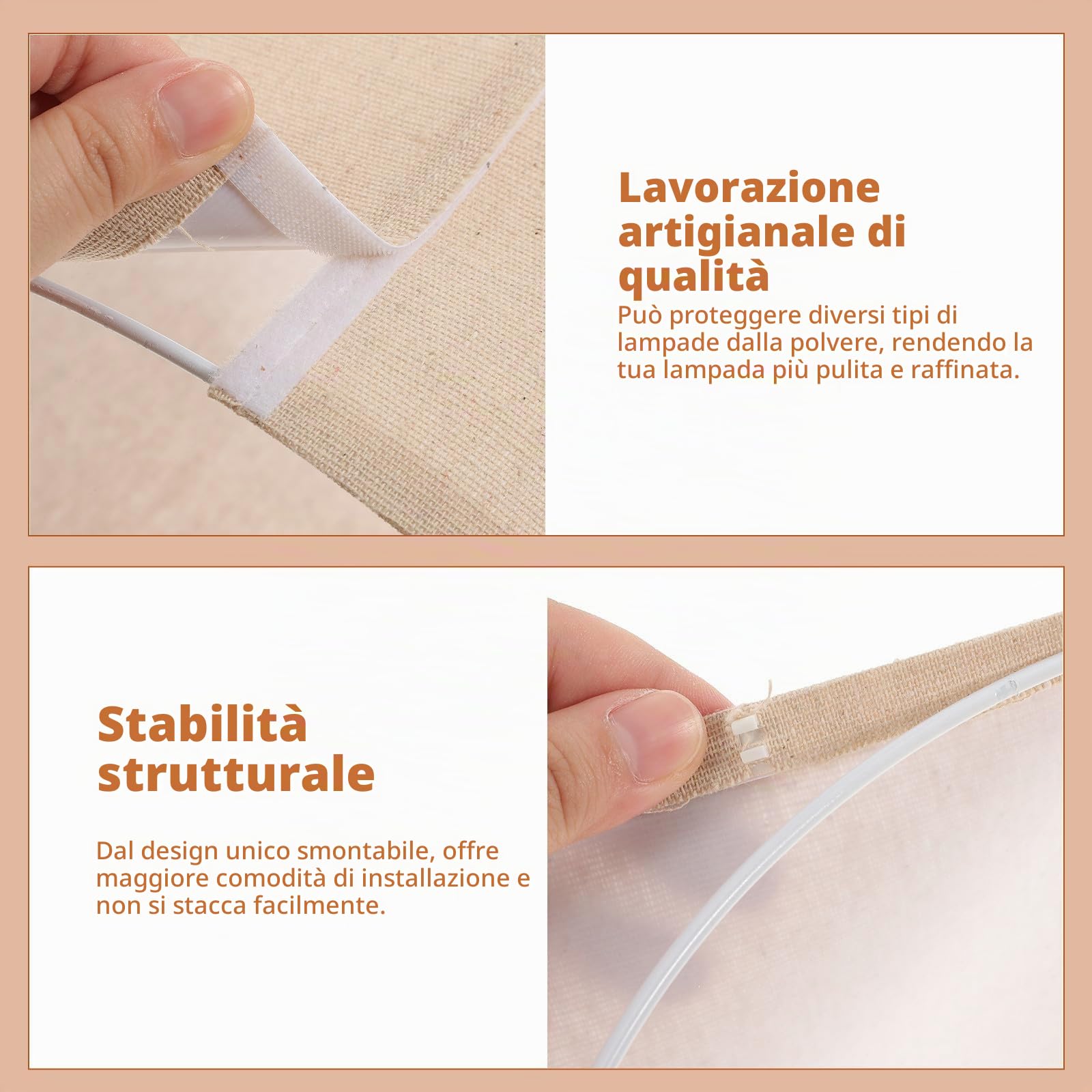 Paralume Grande 50 Cm in Lino Beige per Lampada da Tavolo e Lampada da Terra, Design Staccabile Unico Attacco E27, per Ufficio e Camera da Letto