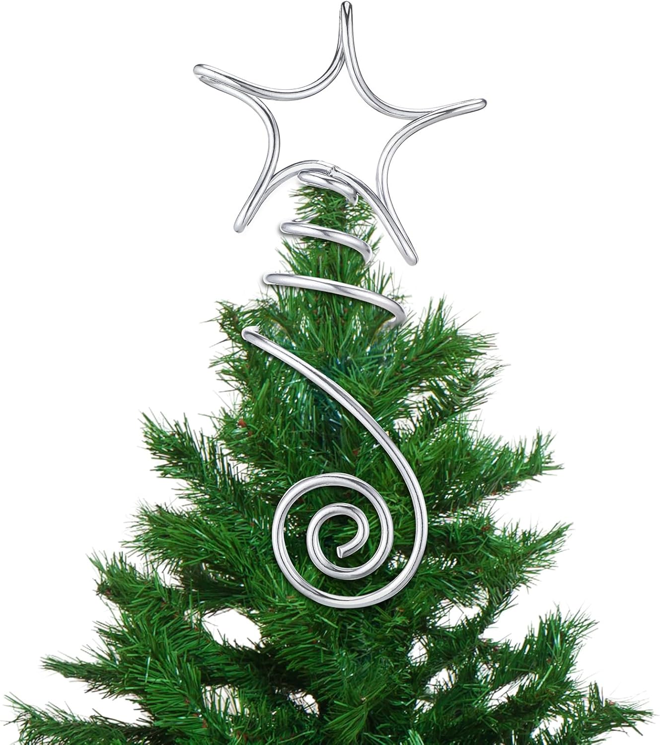 Lenwen Christmas Star Tree Topper Mini Sliver Wire Star