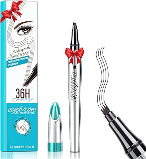 Microblading Eyebrow Pen, Eyebrow Pencil with 4-Fork-Tip (Black) | Eye Brow Pencils for Women Create Natural Hair-Like Brows, Waterproof & Smudge Proof Micro Brow Pencil for Beginner