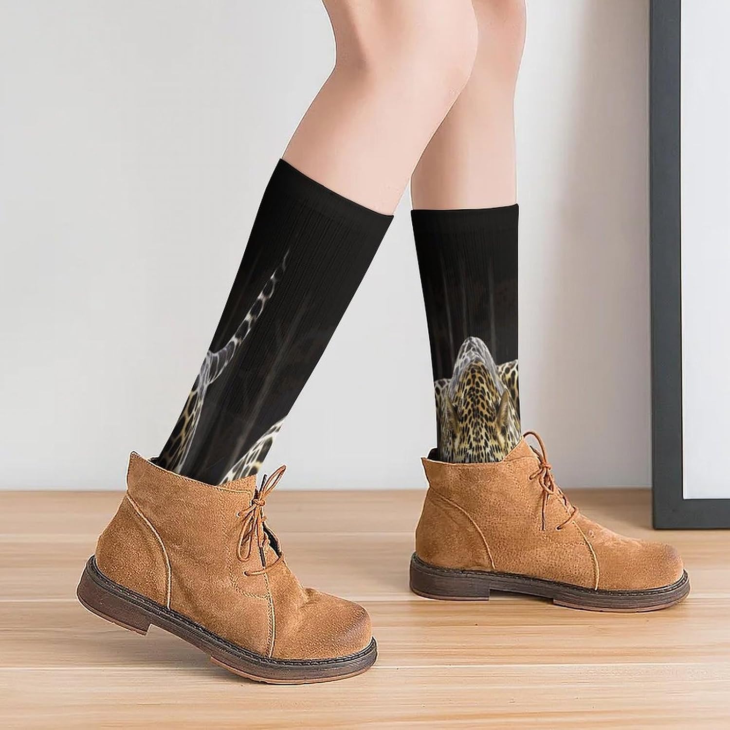 Leopard2 Crew Socks High Stocking Thermal Socks | Tube Socks-Breathable-Moisture-Soft-wicking for Hospital Pilates Yoga for women men Grippy for office and daily walking