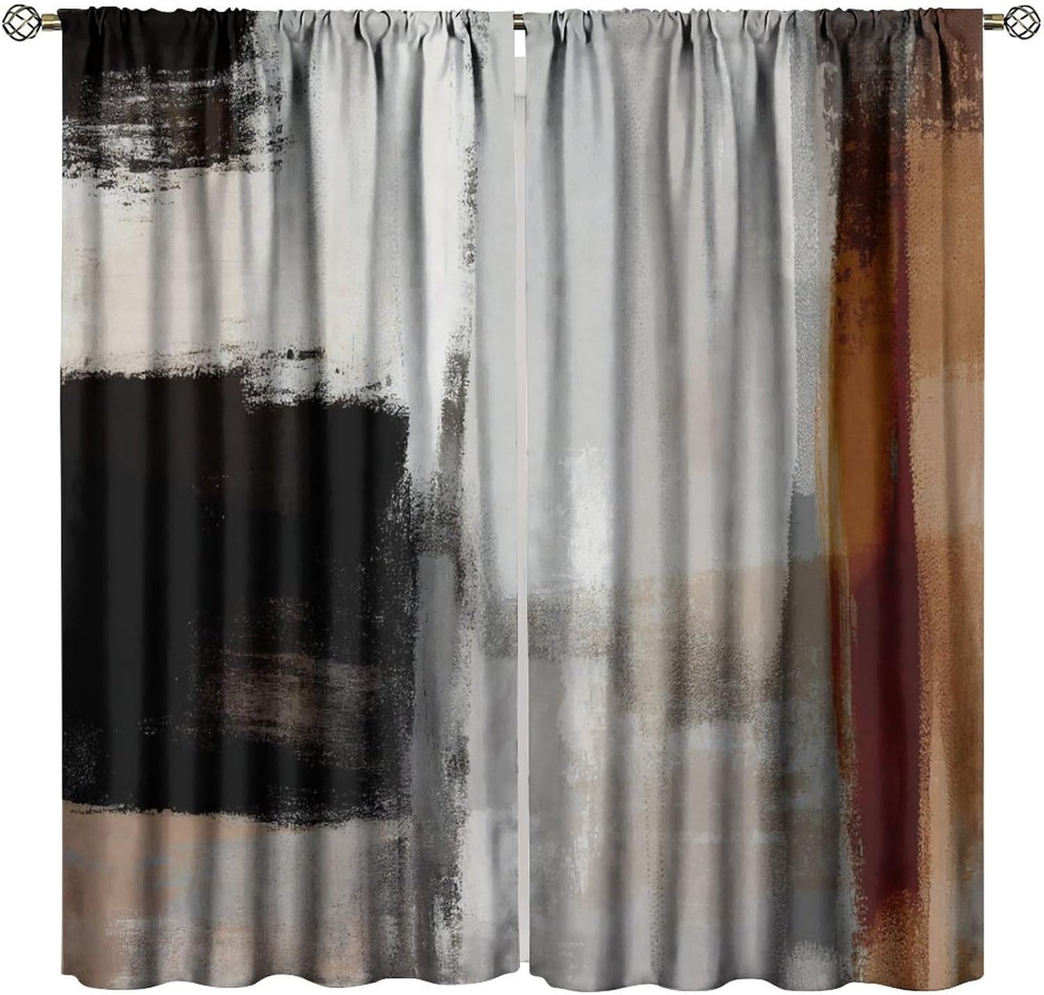 Fashion Gradient Curtains, Modern Urban Art Baroque Gold Dark Blue Grey Painting Strokes Seamless Pattern Window Treatments, Blackout Rod Pocket Drapes For Livingroom Bedroom Kitchen Bathroom 42x54in