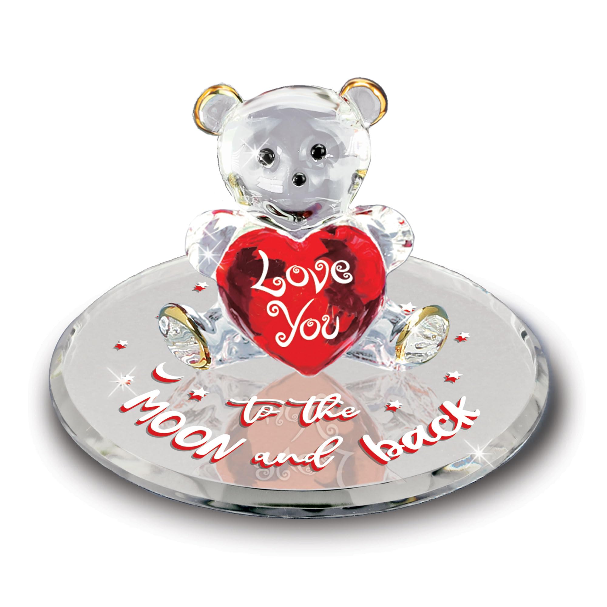 Ours en peluche en cristal sur table de chevet, décoration chaleureuse Love You