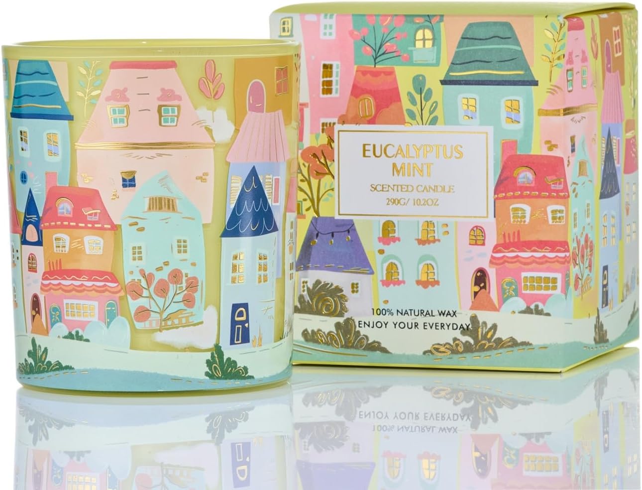 M&SENSE Eucalyptus Mint Candles for Home Scented – 10.2 oz Soy Wax Candles Non Toxic 60 Hours Long Burning Funny Candles for Women Housewarming Gifts for Stress Relief, Meditation, Calm, Yoga