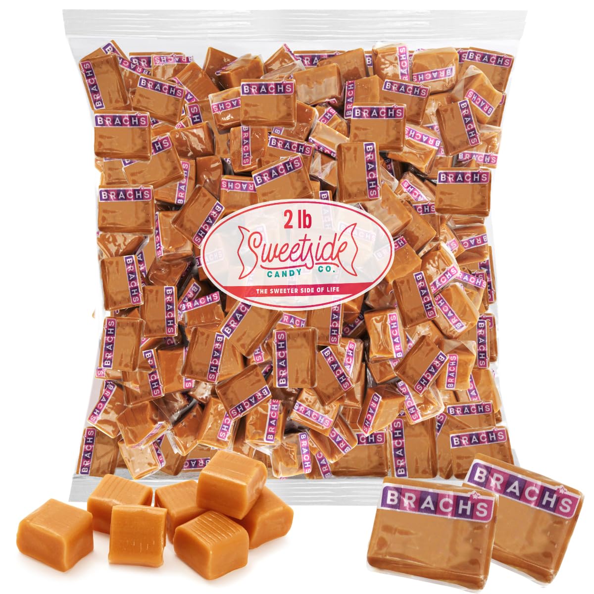 SWEETSIDECANDYCO Chewy Caramel Candy 2lb Bulk Pack - Soft Individually Wrapped Caramels for Parties & Sharing