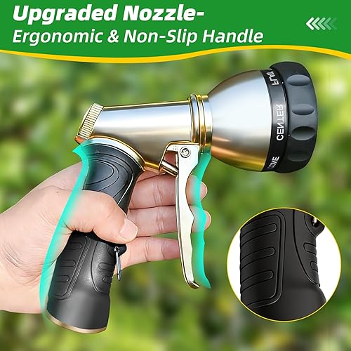 Miniatura 5 de ARXIVE Boquilla de manguera de jardín, rociador de mano de alta presión resistente, boquilla rociadora de manguera de agua 100% metal con 7 patrones