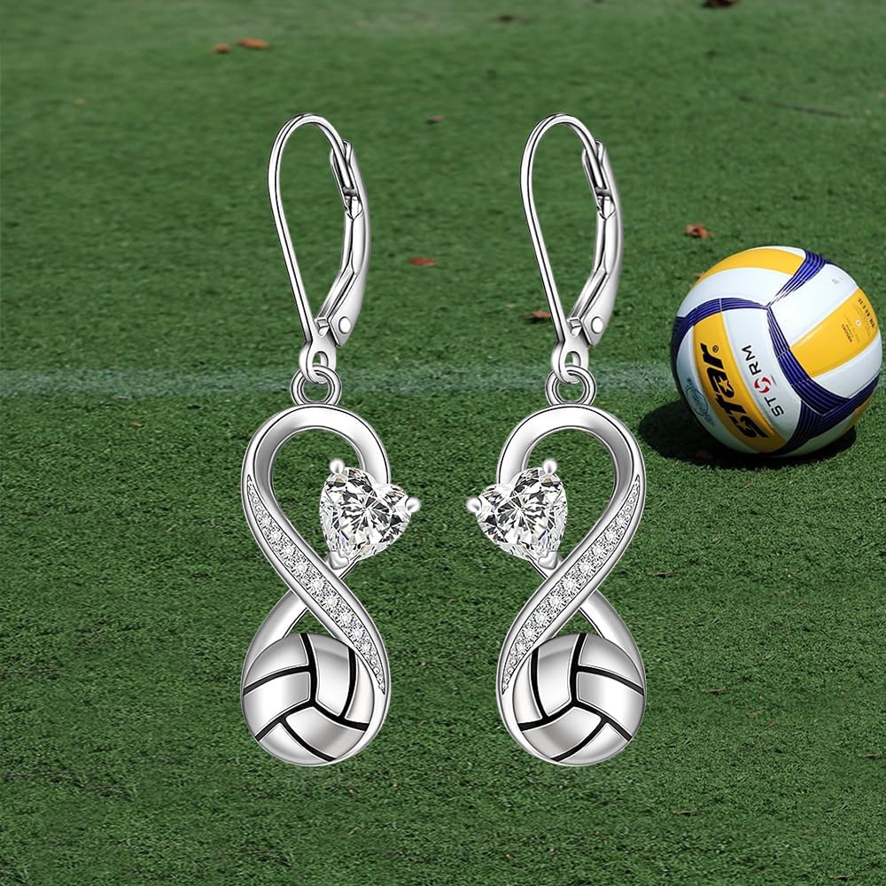 Volleyball Earrings for Women Sterling Silver Volleyball Earrings Studs Dangle Earring Gifts for Volleyball Players