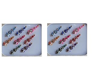 OJ Multi Color Long Tikka Fancy Design Diamond Studded Multi Stone Dulhan Forehead Bindi Traditional Bridal Bindi Wedding for Girls & women Pack of 1