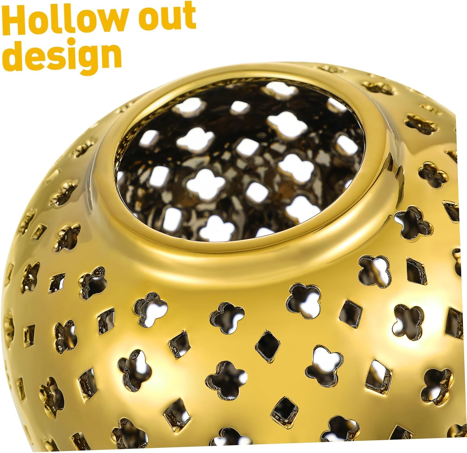 Hollow Out Ceramic Jar Decorative Flower Vase for Home Living Balcony Lightweight Vintage Style Plant Holder for Wedding Porch Shelf and Entryway Display