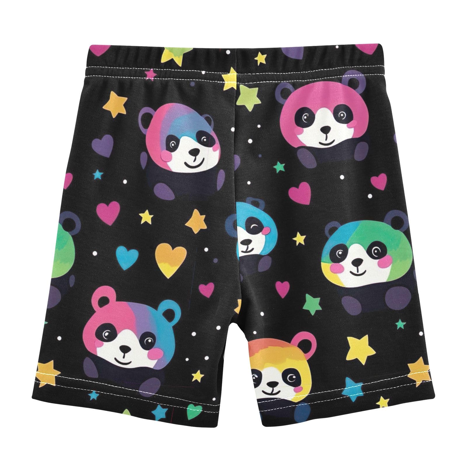 CHIFIGNO Girl's Bike Shorts Breathable Cartwheel Shorts Kids Under Dress Dance Short Cute Cartoon Panda Bears Black 4T