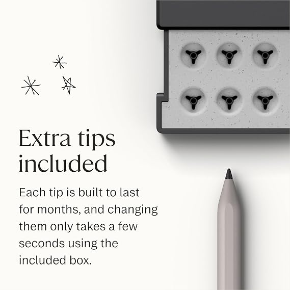 Remarkable Marker for Paper Pro, Paper Pro Move and Papers Pure | Responsive and precise pen, paper-like feel, includes 6 marker replacement tips - Gray