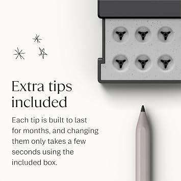 Remarkable Marker for Paper Pro, Paper Pro Move and Papers Pure | Responsive and precise pen, paper-like feel, includes 6 marker replacement tips - Gray