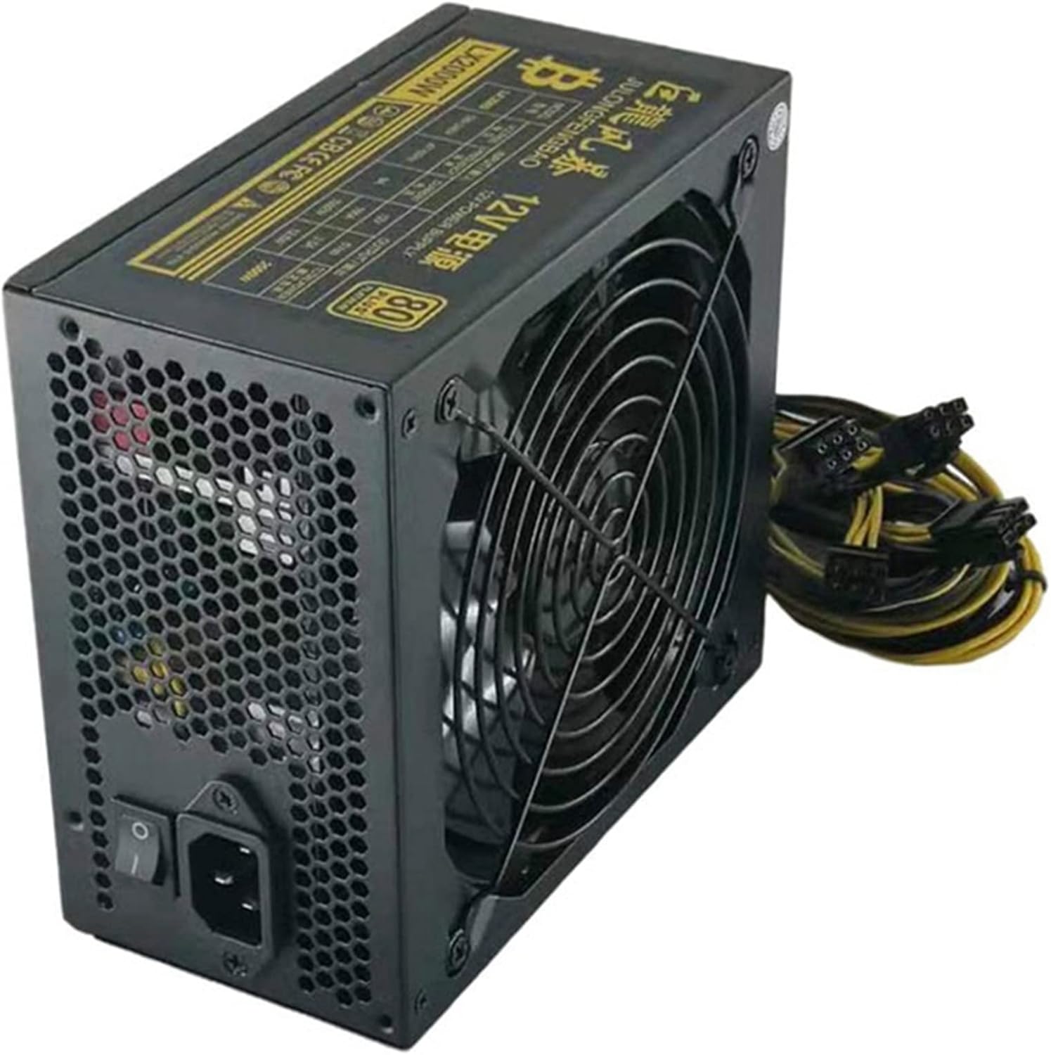 XMKT Computer Case Power Supply 2000W PSU Computer Power Supply Support 8 Graphics Card Server Bitcoin Miner Tools