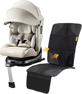 360° i-Size Kindersitz 40-150cm mit ISOFIX, Autositz 360 Drehbar, ab Geburt -12 Jahre,ECE R129 Babyautositz, 12 Kopfstützenpositionen, leichtwaschbar (Beige)