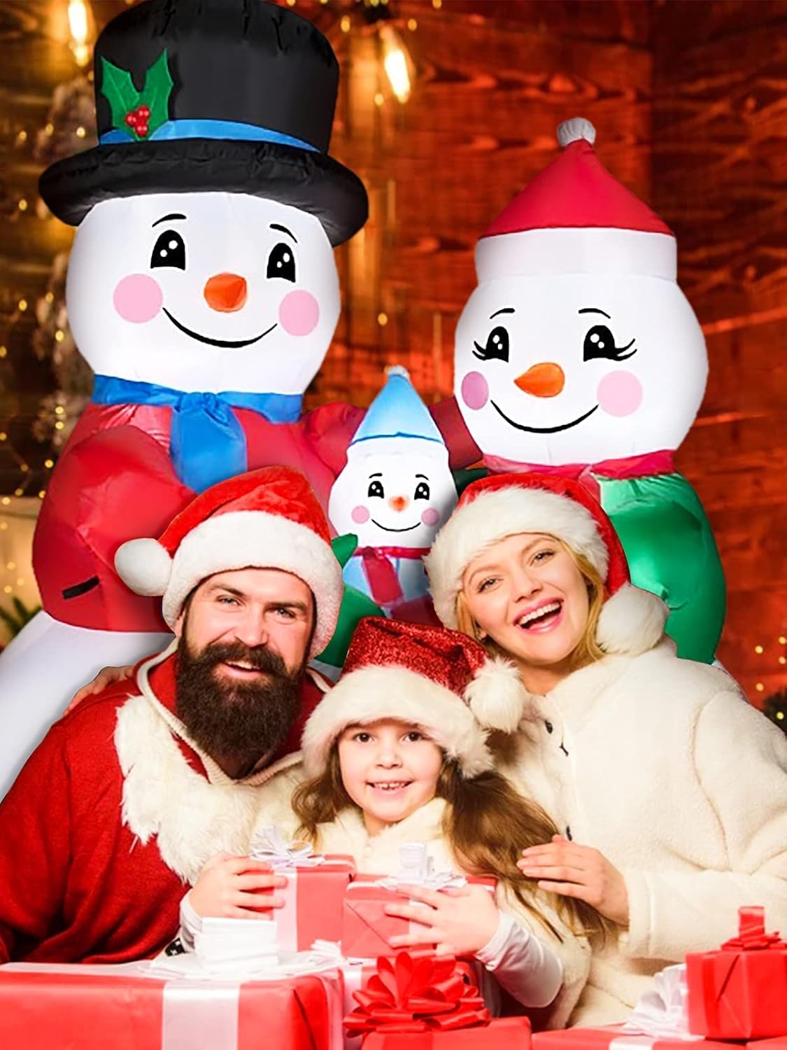 TOROKOM 6FT Christmas Inflatables Decorations Snowman Outdoor Decorations with Build-in LED Lights, A Family of Three Snowmen Blow Up Yard Decoration Xmas Inflatables for Indoor Outdoor, Lawn, Garden