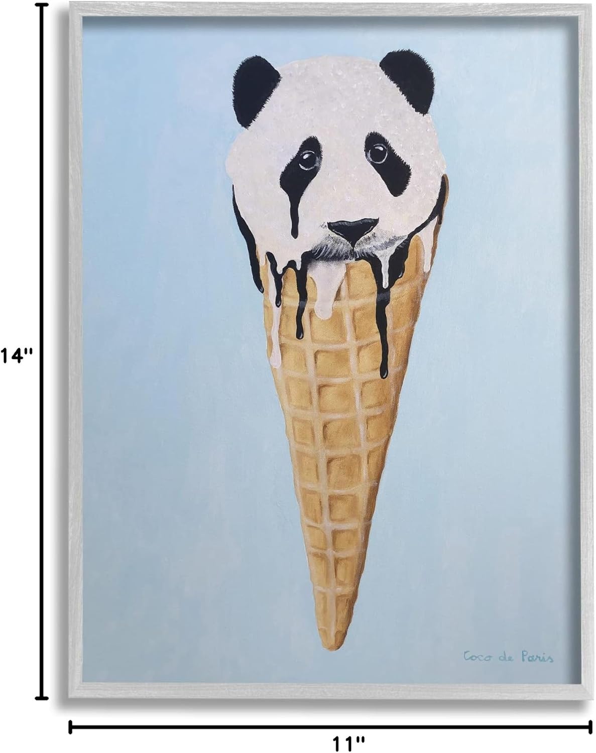 Stupell Industries Adorable Panda Bear Ice Cream Waffle Cone,Design by Coco de Paris